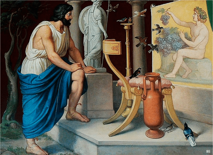 Johann-Georg-Hiltensperger-encaustic-painting-representing-Zeuxis-grape-and-the-birds